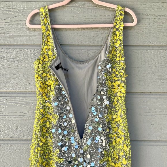 Aidan Mattox Yellow and Silver Sequin Mini Dress - Picture 10 of 10